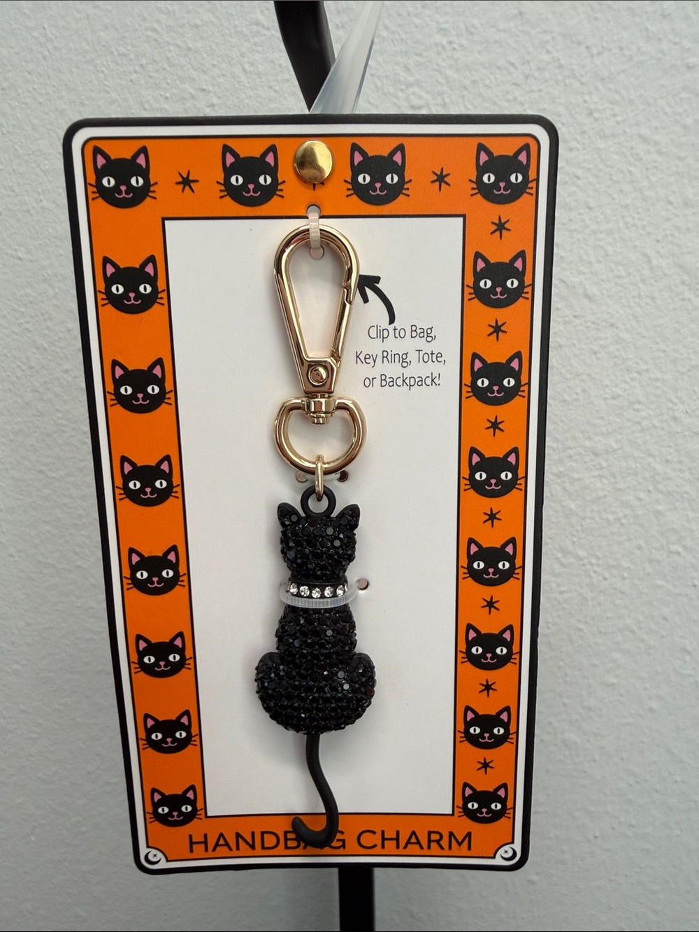 Unbranded | Black Rhinestone Kitty Cat Bag Charm 🐈‍⬛